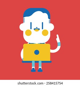 Character illustration design. Businessman using computer cartoon,eps
