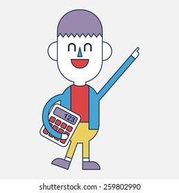 Character illustration design. Businessman using calculator cartoon,eps