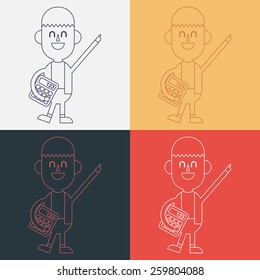 Character illustration design. Businessman using calculator cartoon,eps