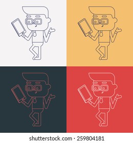 Character illustration design. Businessman using tablet computer cartoon,eps