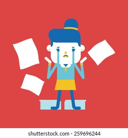 Character illustration design. Businesswoman busy cartoon