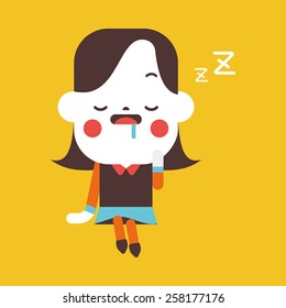 Character illustration design. Businesswoman dozing cartoon,eps