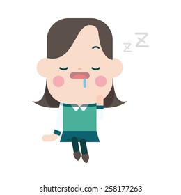 Character illustration design. Businesswoman dozing cartoon,eps