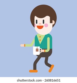 Character illustration design. Businesswoman drinking coffee cartoon