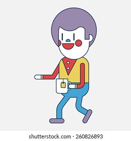 Character illustration design. Businesswoman drinking coffee cartoon