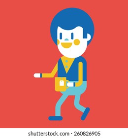 Character illustration design. Businesswoman drinking coffee cartoon