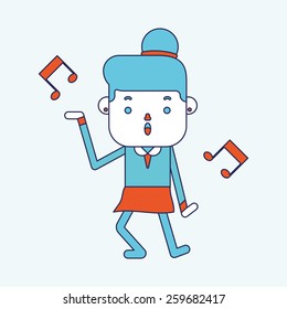Character illustration design. businesswoman joyful cartoon