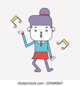 Character illustration design. businesswoman joyful cartoon