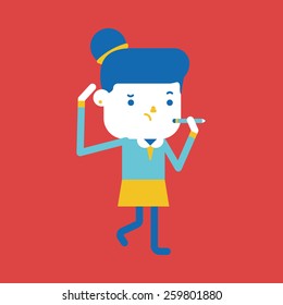 Character illustration design. Businesswoman writing cartoon
