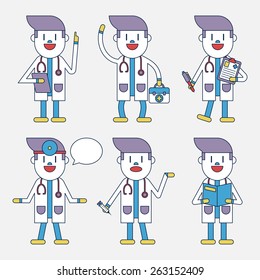 Character illustration design. Doctor set cartoon