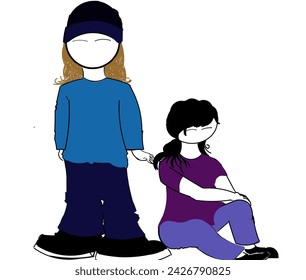 Character illustration design of friendship between two women of different styles
