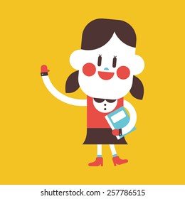 Character illustration design. Girl greeting people cartoon,eps
