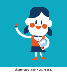 Character illustration design. Girl greeting people cartoon,eps