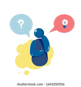 Character illustration design. Man having answer and idea cartoon. Vector stock.Dilemma of businessman