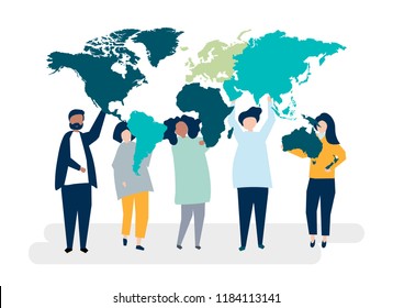 Character illustration of diverse people and the world