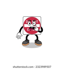 Character Illustration of do not enter road sign with tongue sticking out , character design