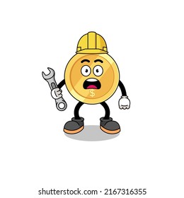 Character Illustration of dollar coin with 404 error , character design