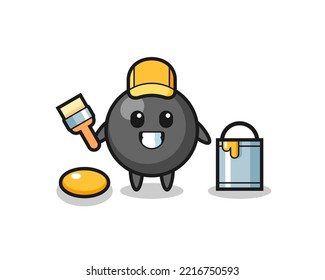 Character Illustration of dot symbol as a painter , cute design