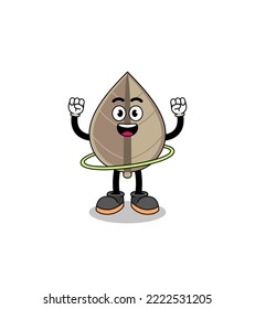 Character Illustration of dried leaf playing hula hoop , character design
