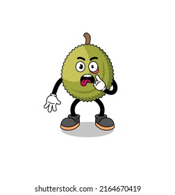 Character Illustration of durian fruit with tongue sticking out , character design