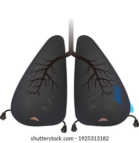 Character illustration of dying lungs