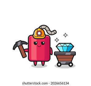 Característica Ilustración de dinamita como minero , diseño de estilo lindo para camiseta, pegatina, elemento logo