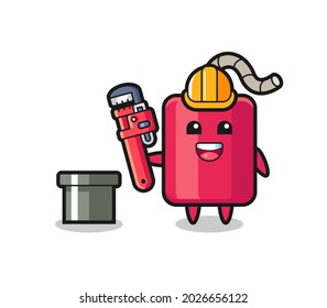 Zeichen Illustration des Dynamit als Klempner, süßes Design für T-Shirt, Aufkleber, Logo-Element