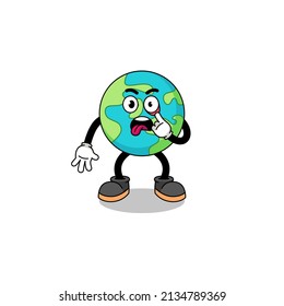 Character Illustration of earth with tongue sticking out , character design