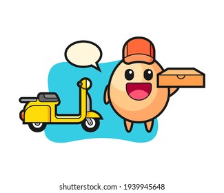 Character illustration of egg as a pizza deliveryman