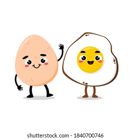 character illustration of an egg and sunny side up in a cute style