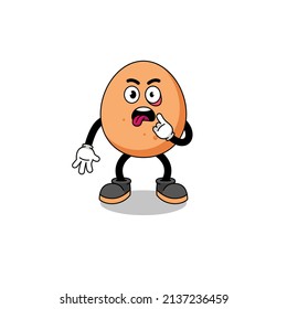 Character Illustration of egg with tongue sticking out , character design