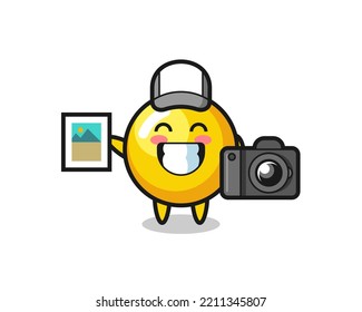 Character Illustration of egg yolk as a photographer , cute design