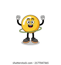 Character Illustration of egg yolk playing hula hoop , character design