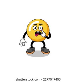 Character Illustration of egg yolk with tongue sticking out , character design