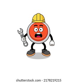 Ilustración de caracteres del botón de emergencia con error de 404 , diseño de caracteres