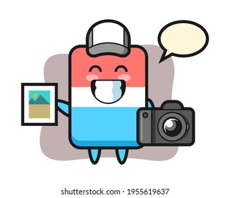 Character illustration of eraser as a photographer, cute style design for t shirt, sticker, logo element