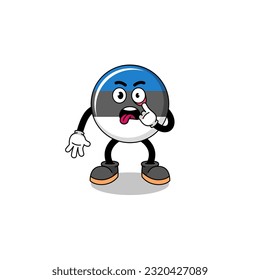 Character Illustration of estonia flag with tongue sticking out , character design