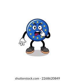 Character Illustration of europe flag with tongue sticking out , character design