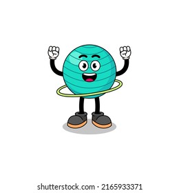 Carácter Ilustración de la bola de ejercicios jugando a la correa hula , diseño de caracteres