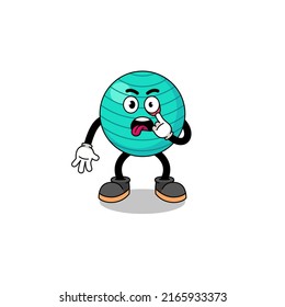 Character Illustration of exercise ball with tongue sticking out , character design