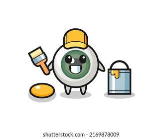 Character Illustration of eyeball as a painter , cute style design for t shirt, sticker, logo element
