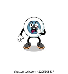 Character Illustration of eyeball with tongue sticking out , character design