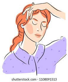 Character illustration with face massage, face fitness girl