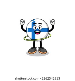 Character Illustration of finland playing hula hoop , character design