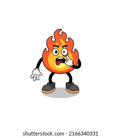 Character Illustration of fire with tongue sticking out , character design