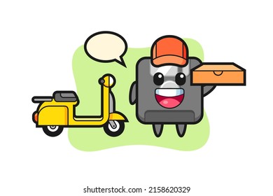 Character Illustration Of Floppy Disk As A Pizza Deliveryman , Cute Style Design For T Shirt, Sticker, Logo Element