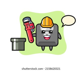 Character Illustration of floppy disk as a plumber , cute style design for t shirt, sticker, logo element