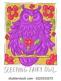 Character illustration with folk owl