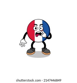 Character Illustration of france flag with tongue sticking out , character design