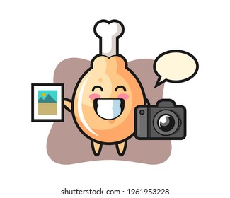 Character illustration of fried chicken as a photographer, cute style design for t shirt, sticker, logo element